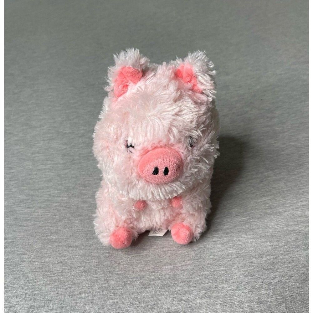 Nanco Belly Buddies Pink Pig Plush 8" Glitter Eyes Soft Stuffed Animal Toy